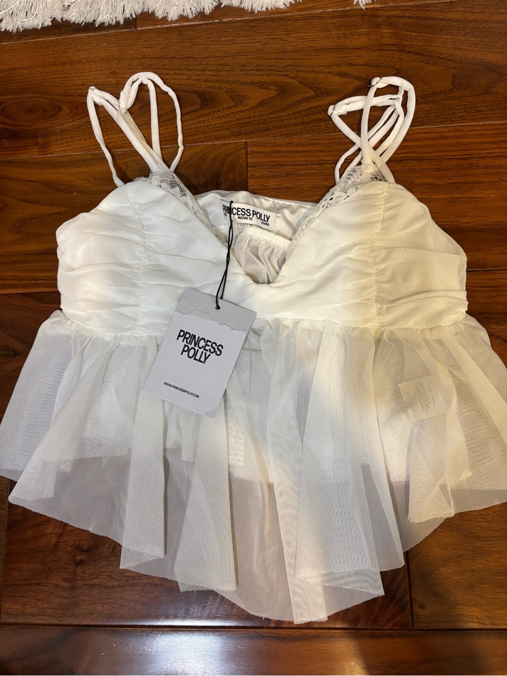 Princess Polly White Tulle Peplum Cami